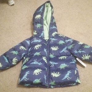 Old Navy Kids Dinosaur Puffer Jacket - Blue and Green